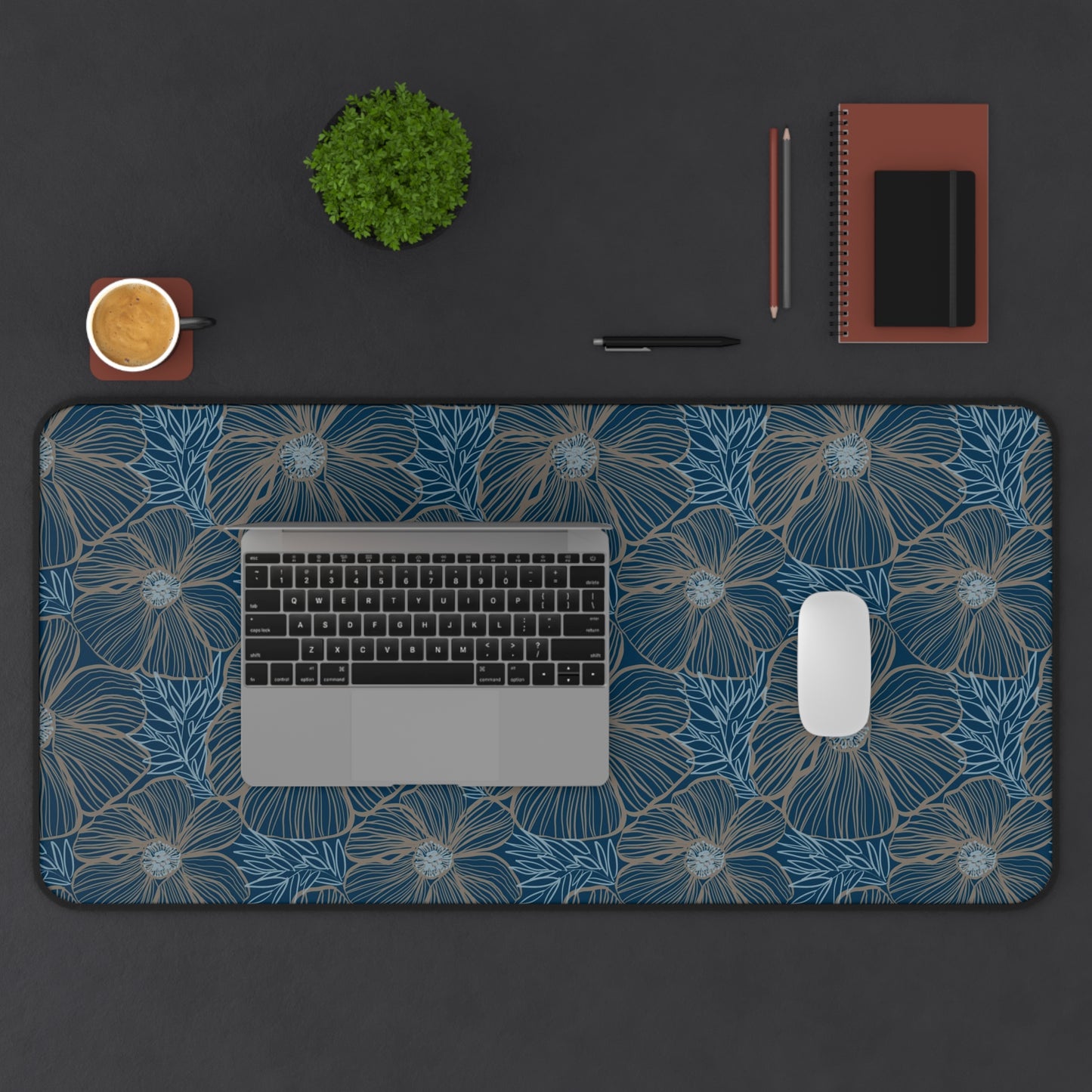Desk Mat - Blue Hibiscus