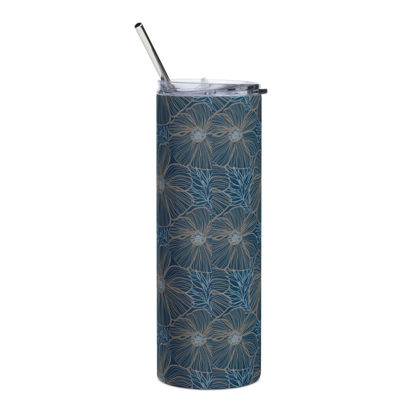 Stainless Steel Tumbler-Blue Hibiscus
