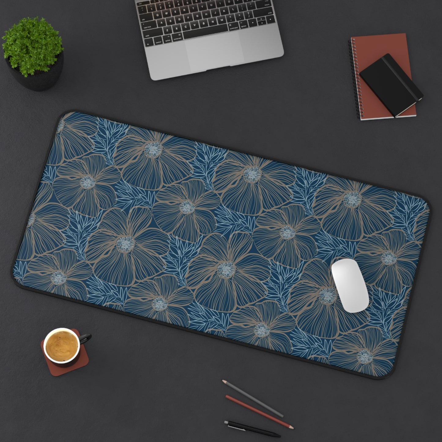 Desk Mat - Blue Hibiscus
