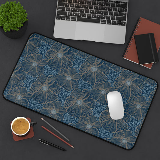 Desk Mat - Blue Hibiscus