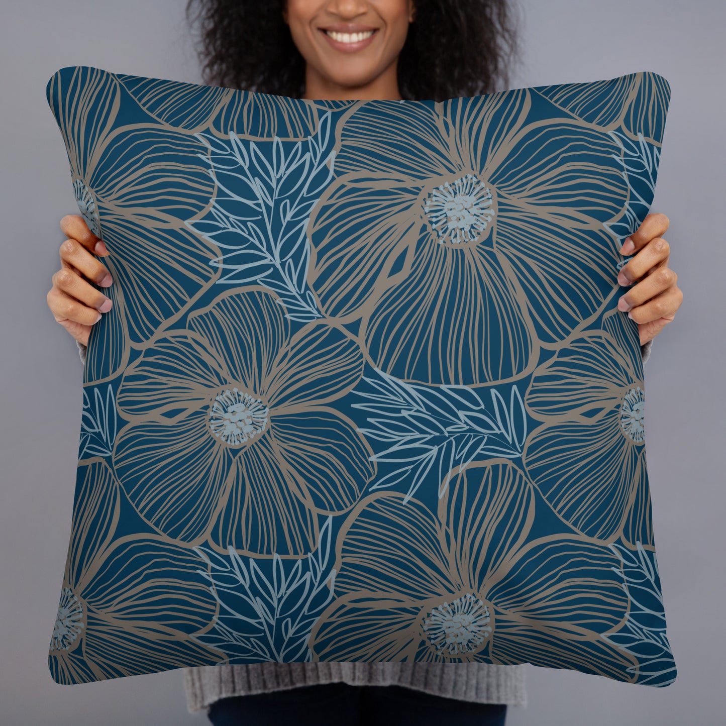 Pillow - Blue Hibiscus