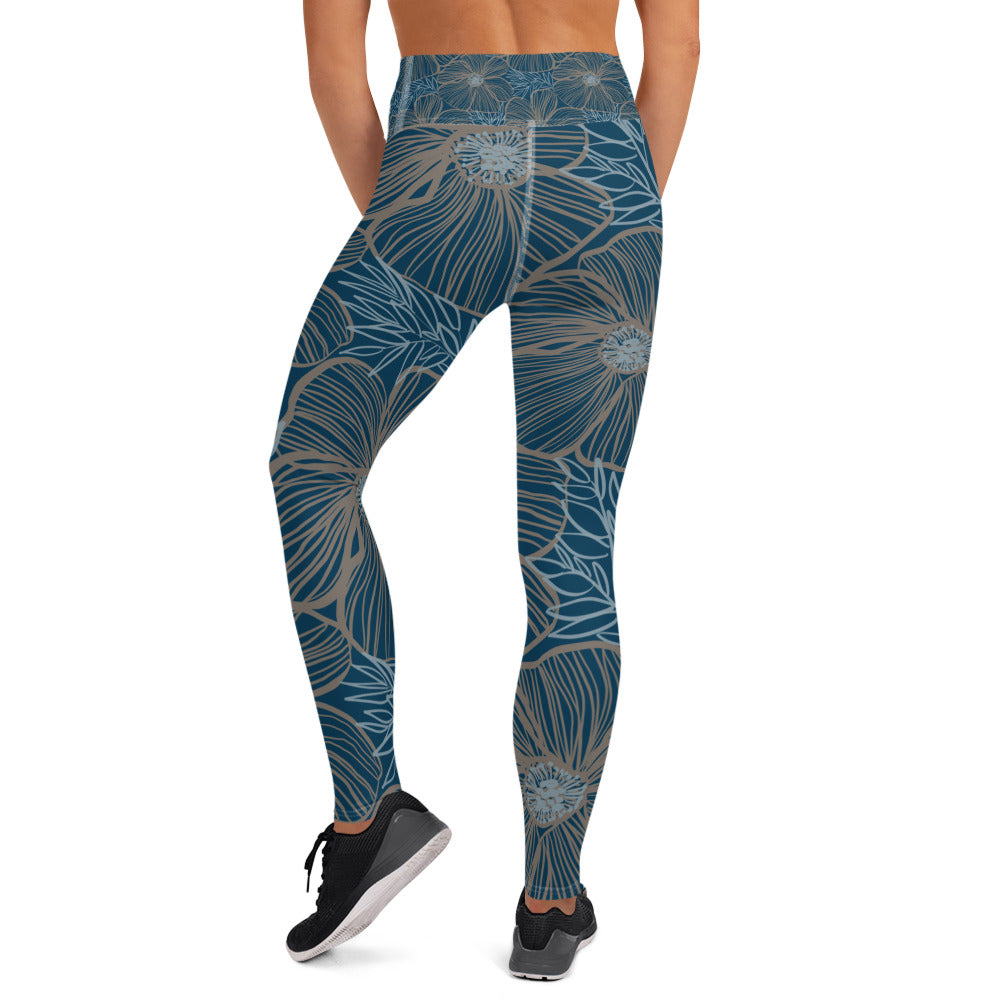Yoga Leggings  Blue Hibiscus