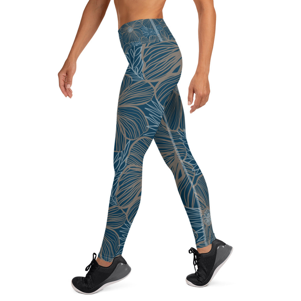 Yoga Leggings  Blue Hibiscus