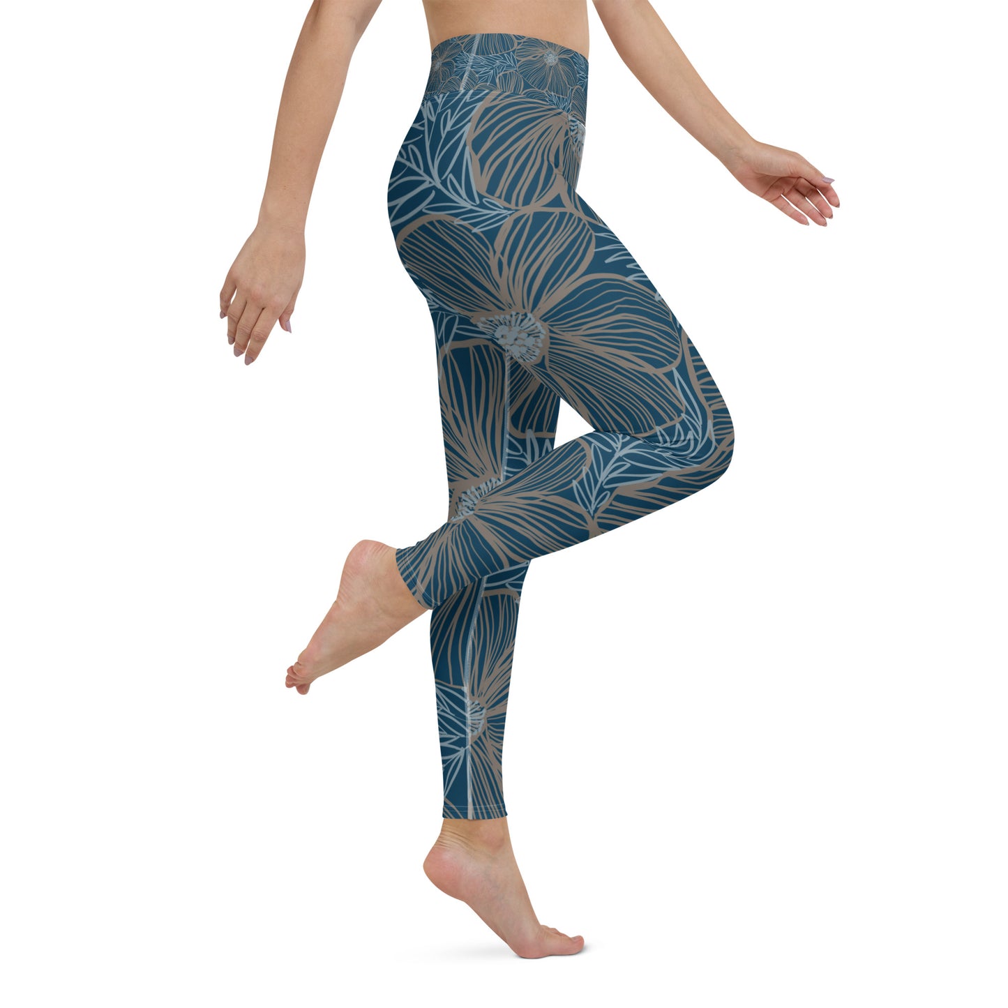 Yoga Leggings  Blue Hibiscus