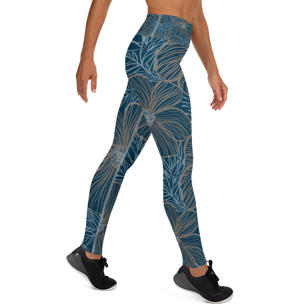 Yoga Leggings  Blue Hibiscus