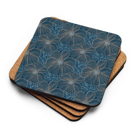 Cork-back Coaster - Blue Hibiscus