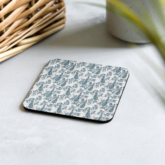 Cork-back Coaster - Peacock & Floral