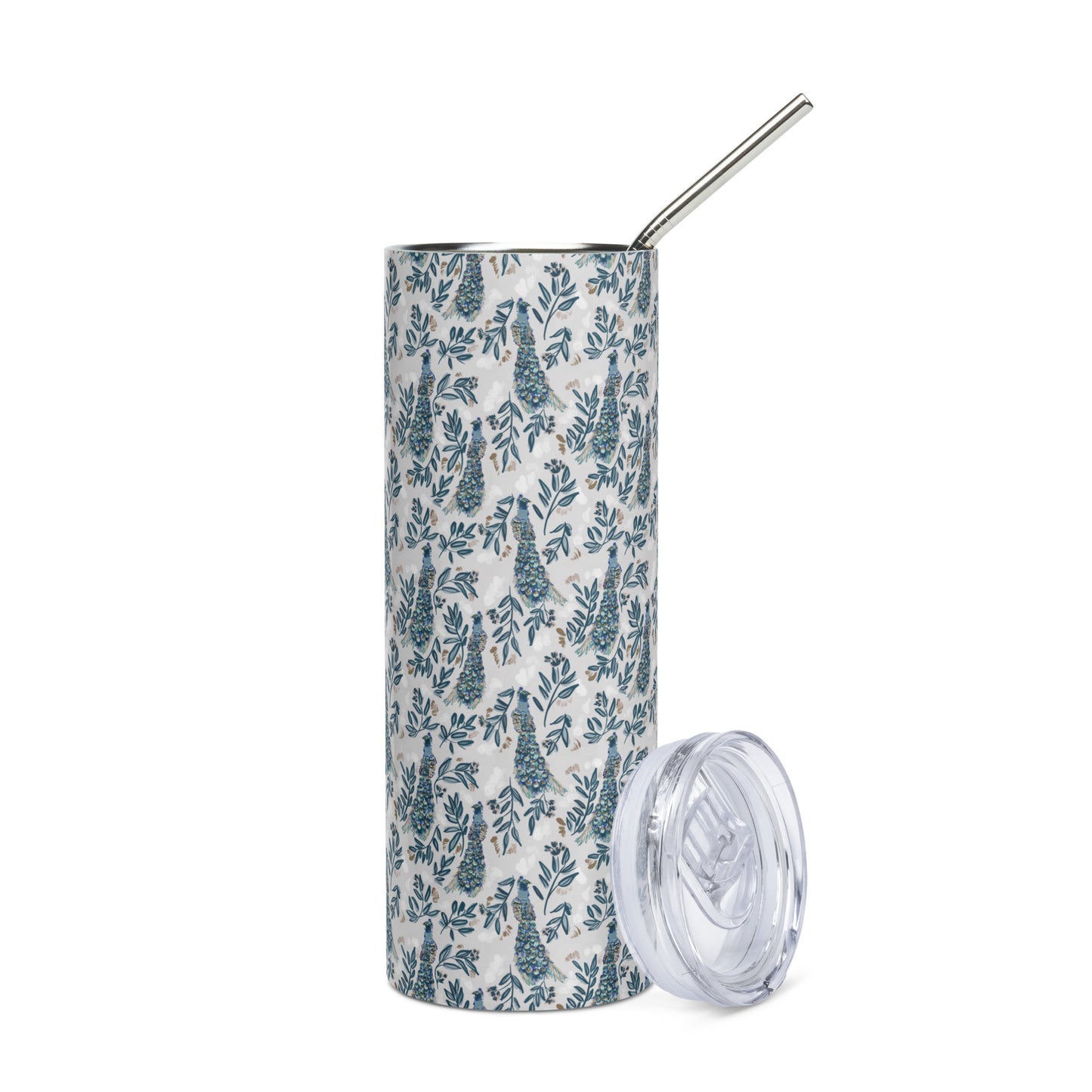 Stainless Steel Tumbler - Peacock & Floral