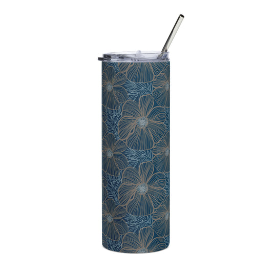 Stainless Steel Tumbler-Blue Hibiscus
