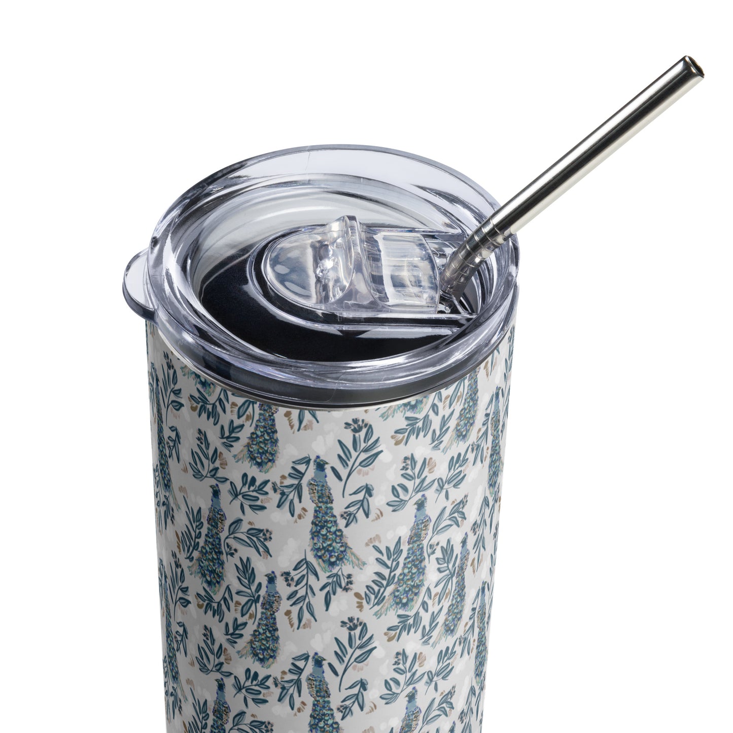 Stainless Steel Tumbler - Peacock & Floral