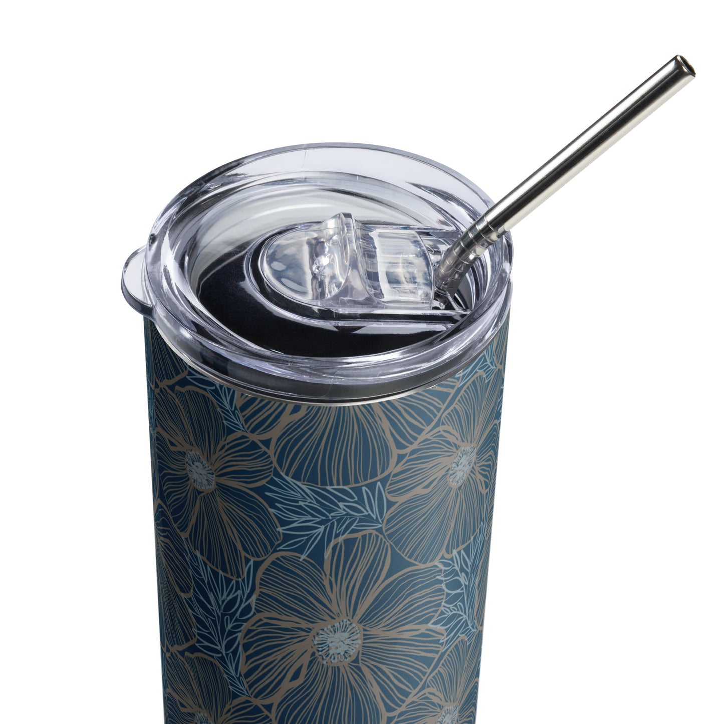Stainless Steel Tumbler-Blue Hibiscus