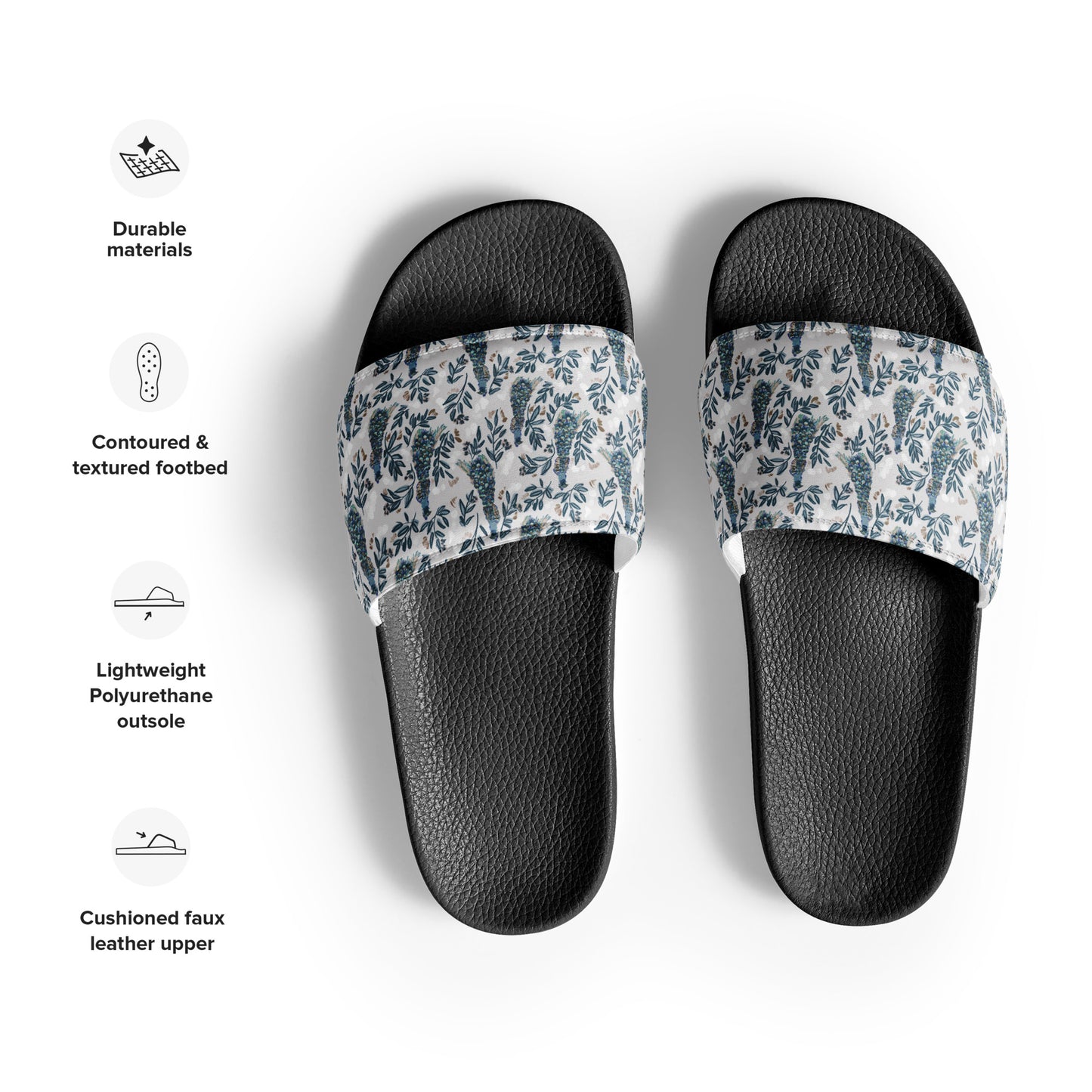 Women's Slides - Peacock & Floral