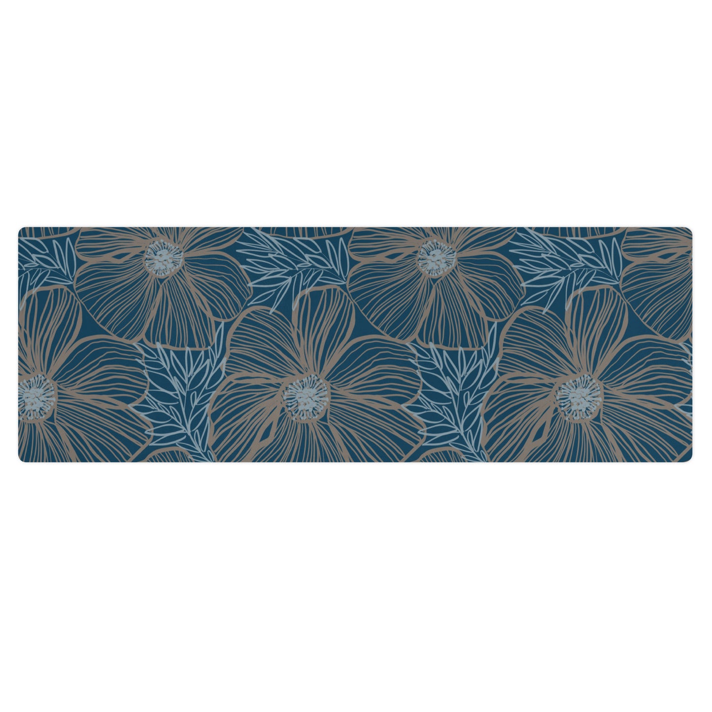 Yoga Mat - Blue  Hibiscus