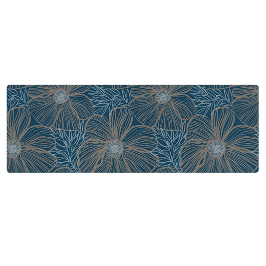 Yoga Mat - Blue  Hibiscus